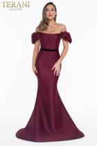 Terani Couture - 1821e7107 Off-shoulder Velvet Fitted Mermaid Gown