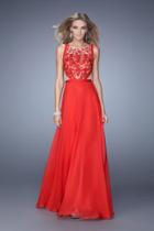 La Femme - 21353 Lace Chiffon A-line Dress