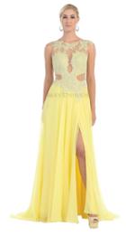 Illusion Neckline Embellished Lace Applique A-line Dress