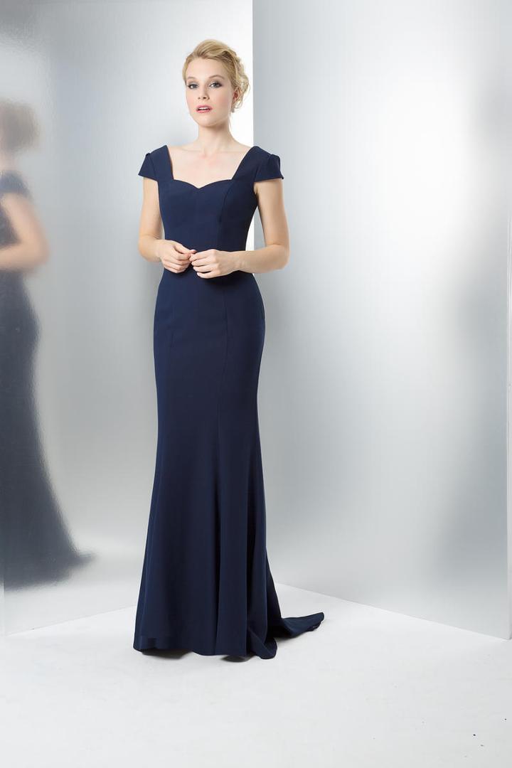 Jovani - Long Sweetheart Dress With Cap Sleeves M130