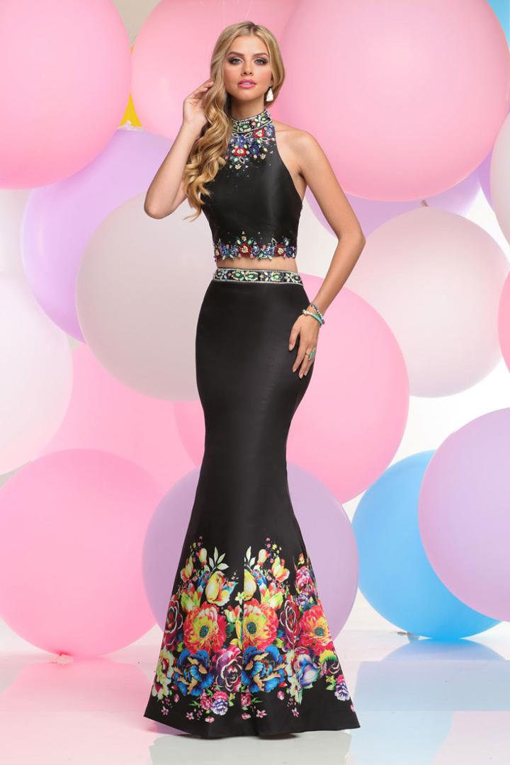 Zoey Grey - Two Piece Halter Long Gown 30835