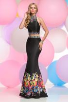 Zoey Grey - Two Piece Halter Long Gown 30835