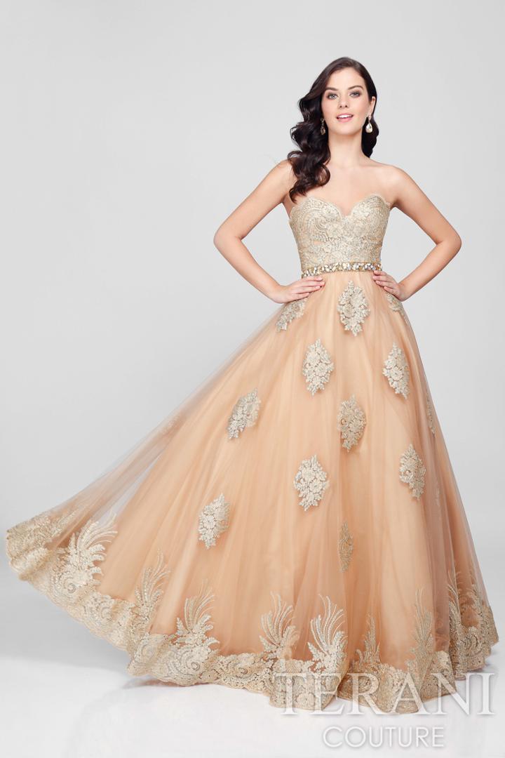 Terani Prom - Luxurious Strapless Sweetheart A-line Gown With Emblellished Waist 1712p2890