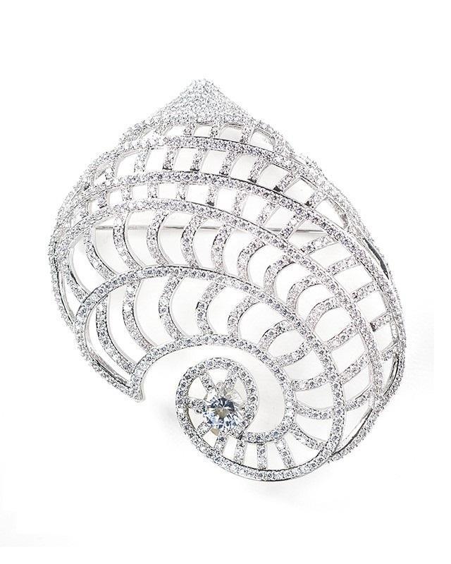 Cz By Kenneth Jay Lane - Shell Brooch