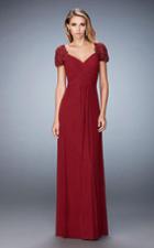 La Femme - 21765 Ruched V-neck Column Dress