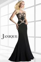 Janique - Long Sweetheart Neckline Lace-embellished Corseted Jersey Dress K6424