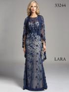 Lara Dresses - Enticing Gown With Lace Overlay And Shawl 33244