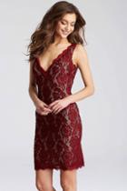 Jovani - Jvn55157 Lace V-neck Sheath Dress