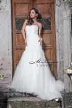 Milano Formals - Aa9321 Strapless Lace Embellished Wedding Gown