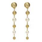 Ben-amun - Gold & Pearl Tier Drop Clip On Earrings