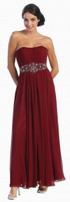 May Queen - Mq635b Shirred Sweetheart Chiffon Long Dress
