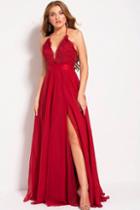 Jovani - 51499 Lace Deep V-neck A-line Dress