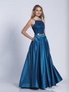 Dave & Johnny - A6394 Two-piece Bejeweled Lace A-line Dress