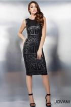 Jovani - Elegant Fitted Short Dress In Geometric Pattern 28742