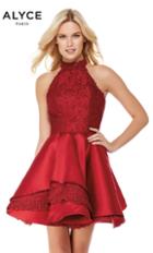 Alyce Paris - 3810 Two Piece High Halter Tiered A-line Cocktail Dress