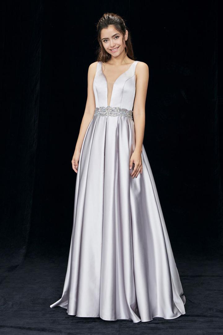 Angela And Alison - 81016 Plunging Sweetheart Ornate Waist A-line Gown