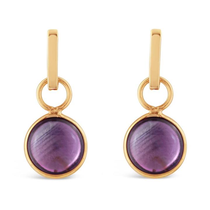 Tresor Collection - Amethyst Simple Rd Double Sided Cabochon Interchangeabe Earring In 18k Yellow Gold