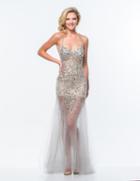 Terani Couture - 151p0122a Bejeweled Illusion Spaghetti Strap Dress
