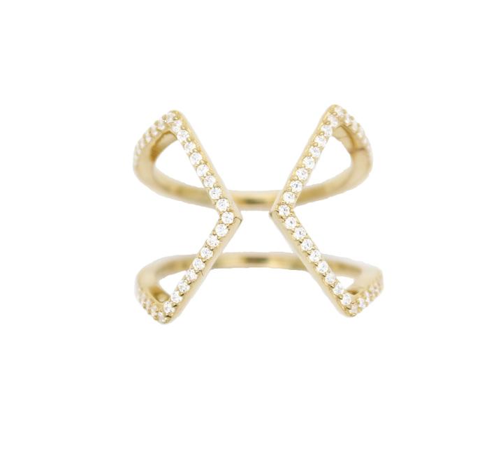 Rachael Ryen - Open Cross Pave Ring - Gold
