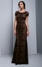 Beside Couture By Gemy - Bc1334 Lace Bateau Trumpet Dress With Train