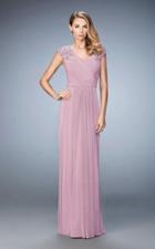 La Femme - 23004 Floral Laced Cap Sleeve Gown