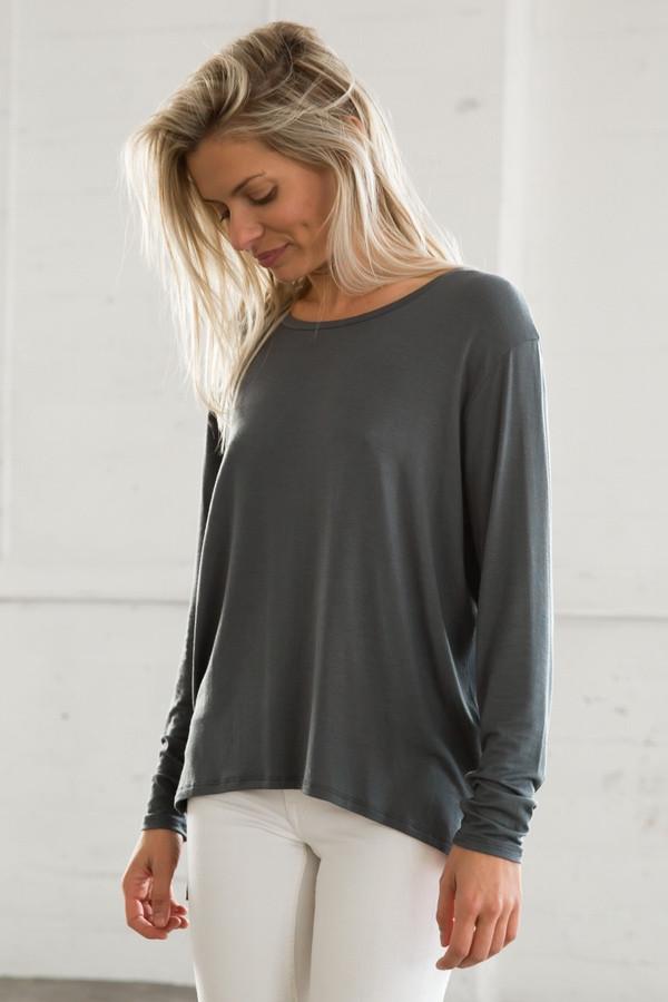 Joah Brown - Essential Long Sleeve Crew In Slate