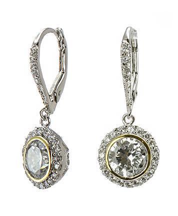 Cz By Kenneth Jay Lane - 2 Tone Drop Earrings 456599830558