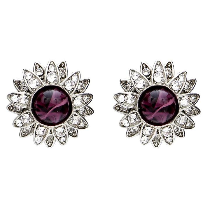 Ben-amun - Velvet Glamour Floral Crystal Clip Earrings