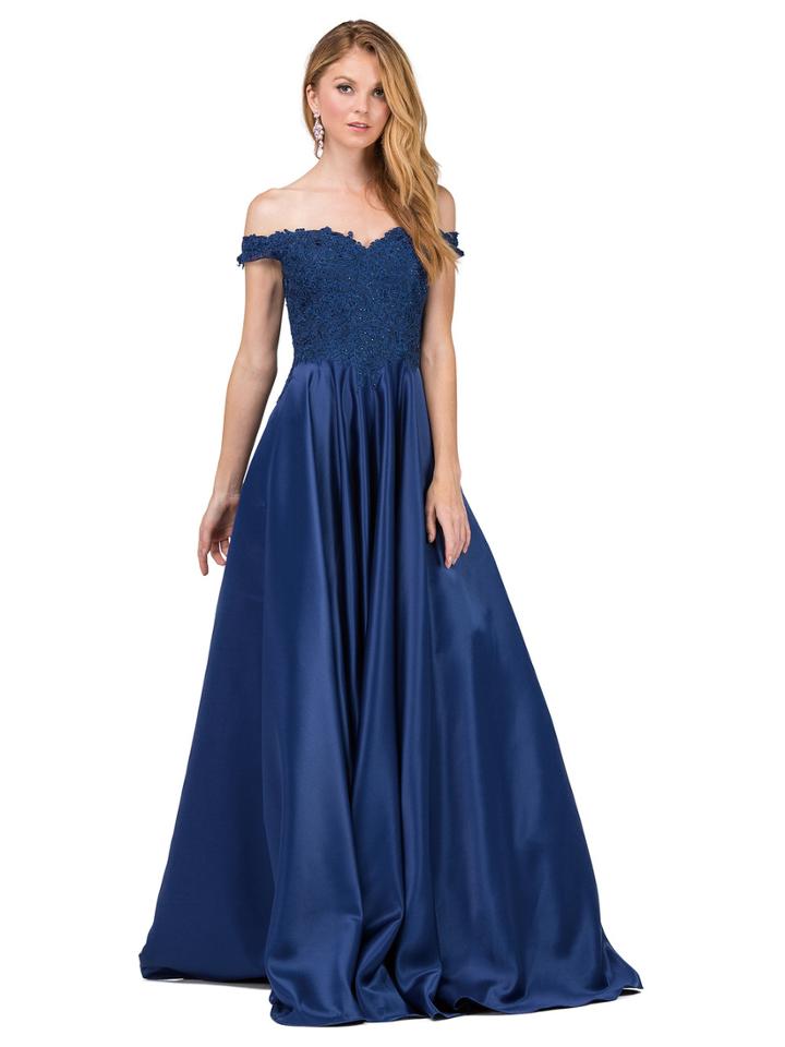Dancing Queen - Embroidered Off Shoulder A-line Gown