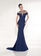 Tarik Ediz - Embellished Neckline Evening Gown 92438