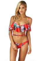 Montce Swim - Red Floral La Caletta Top X Uno Bottom Bikini Set
