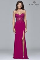 Faviana - S7907 Sequined Lace Sweetheart Neck Dress With Illusion