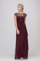 Eureka Fashion - Teardrop Beaded Illusion Bateau Sheath Gown