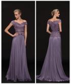 Marsoni By Colors - M213 Embellished Off-shoulder A-line Dress
