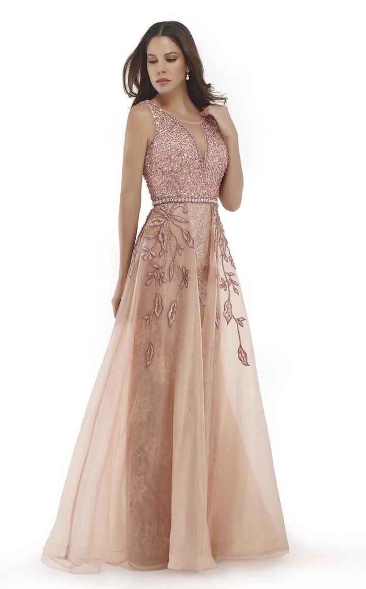Morrell Maxie - 15696 Shimmering Deep V-neck Evening Gown