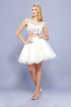 Nox Anabel - 6352 Two Piece Floral And Tulle Illusion Cocktail Dress