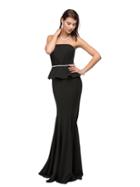 Removable Straps With Embellished Peplum Prom Dress