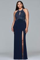 Faviana - 9423 Beaded Halter Gown With Slit