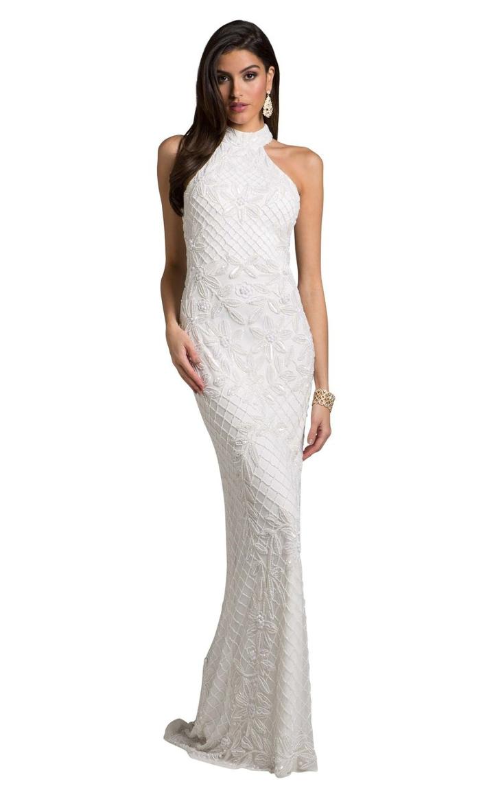 Lara Dresses - 51003 Embellished High Halter Sheath Dress