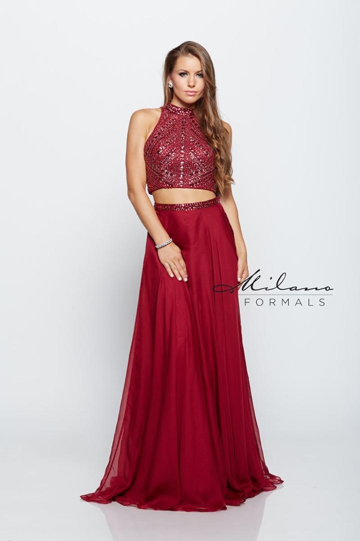 Milano Formals - Two-piece Beaded Chiffon Dress E2178