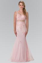 Elizabeth K - Laced V-neck Trumpet Gown Gl2240