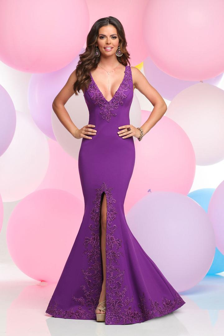 Zoey Grey - Embroidered V-neck Ponte Mermaid Dress 30927