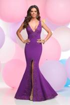 Zoey Grey - Embroidered V-neck Ponte Mermaid Dress 30927