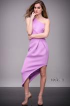 Jovani - Pleated Asymmetrical Scuba Sheath Cocktail Dress M606