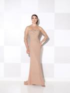 Cameron Blake - Applique Illusion Gown In Toast 115614