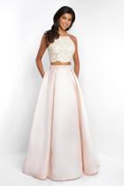 Blush - 5679 Embroidered Halter A-line Dress