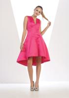 May Queen - Charming V-neck Asymmetrical Satin Dress Mq1409
