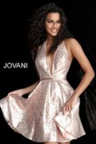 Jovani - Jvn62080 Beaded Halter V-neck A-line Dress