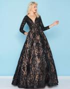 Mac Duggal - 66334h Sequin Deep V-neck Ballgown