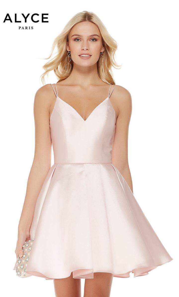 Alyce Paris - 3764 V Neckline Mikado Fit And Flare Cocktail Dress